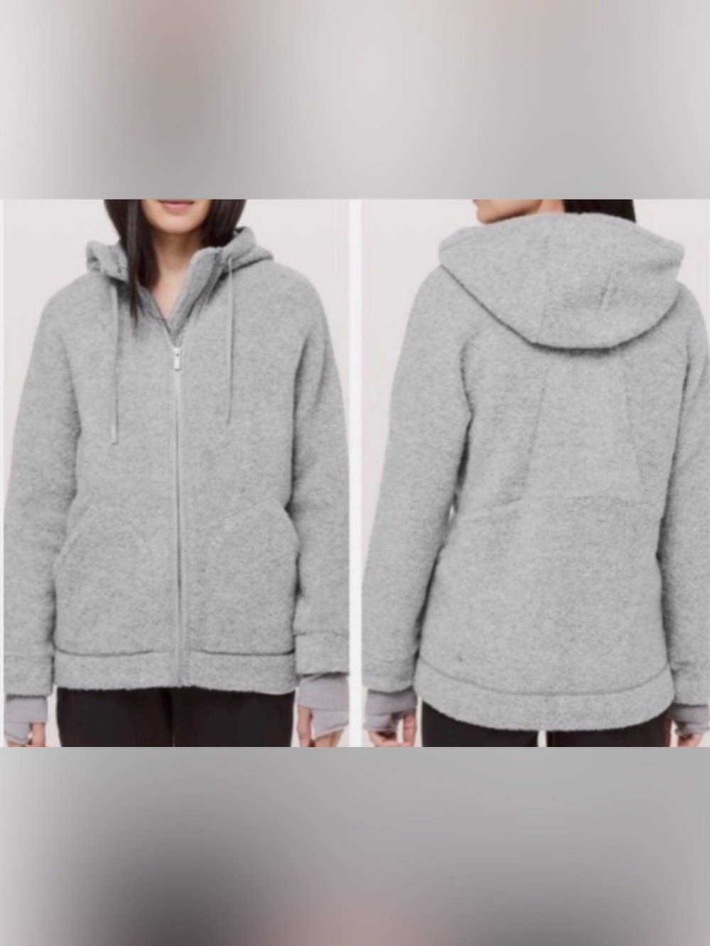Lululemon Plush Fleece Full Zip Hoodie Gray Sherpa Jacket Women's